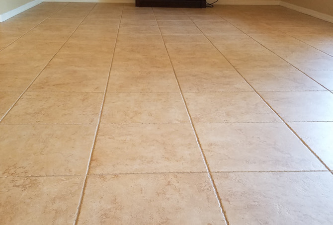 Tile Living Area After Cleaning and Color Sealing