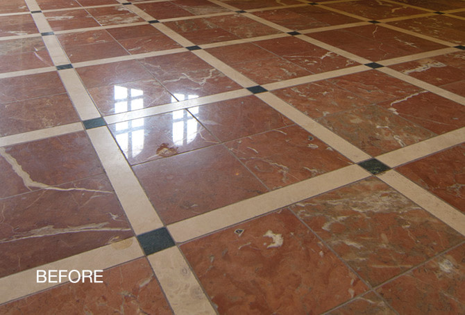 Dull Looking Red Marble Floor