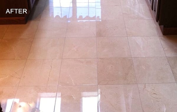 Dull Marble Floor Honed and Polished